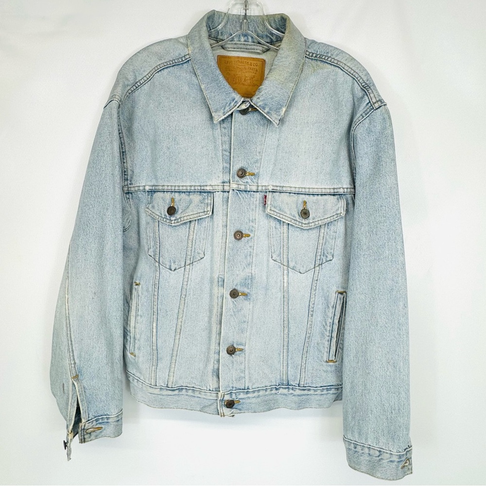 Vintage Distressed Levi’s Classic Denim 90s Trucker Jacket 70507 Sz M - Picture 4 of 17